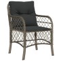 Set da Pranzo da Giardino 9 pz con Cuscini in Polyrattan Grigio