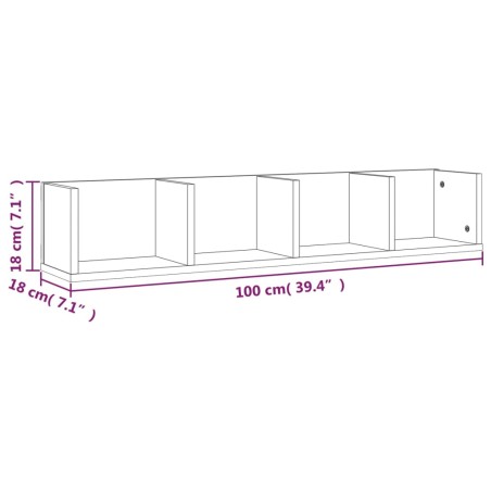 Mensola Muro Porta PC Rovere Fumo 100x18x18cm Legno Multistrato