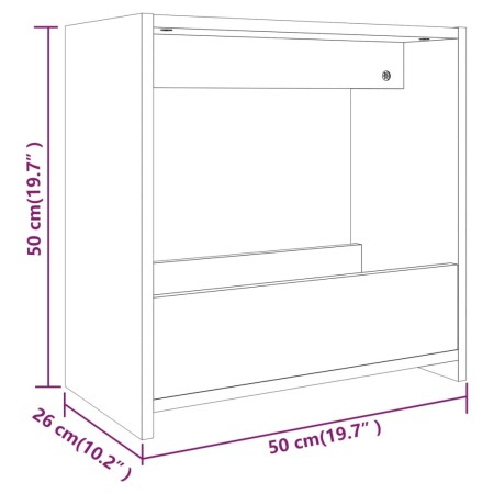 Tavolino Rovere Fumo 50x26x50 cm in Legno Multistrato