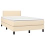 Letto a Molle con Materasso e LED Crema 120x190 cm in Tessuto