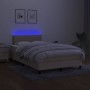 Letto a Molle con Materasso e LED Crema 120x190 cm in Tessuto