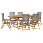 Set Pranzo da Giardino 7 pz Grigio Polyrattan e Legno Massello