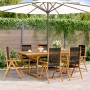 Set Pranzo da Giardino 7 pz Nero Polyrattan e Legno Massello