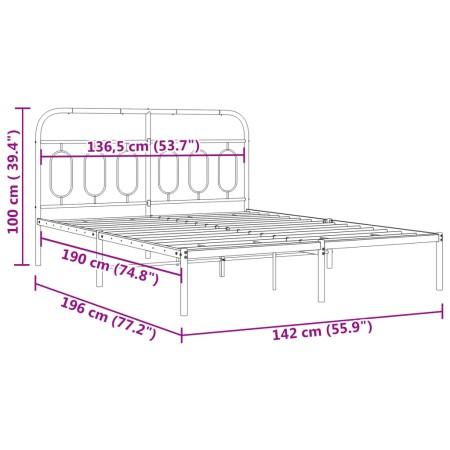 Giroletto con Testiera Metallo Bianco 135x190 cm