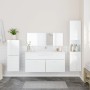 Set Mobili da Bagno 4 pz Bianco Lucido in Legno Multistrato