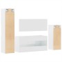 Set Mobili da Bagno 4 pz Bianco Lucido in Legno Multistrato