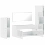 Set Mobili da Bagno 4 pz Bianco Lucido in Legno Multistrato