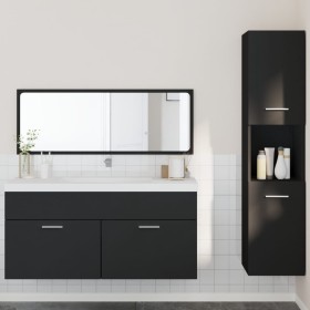 Set Mobili da Bagno 3 pz Nero in Legno Multistrato