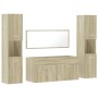 Set Mobili da Bagno 4 pz Rovere Sonoma in Legno Multistrato