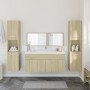 Set Mobili da Bagno 4 pz Rovere Sonoma in Legno Multistrato