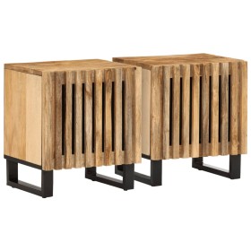 Comodini 2pz 40x33x46 cm in Legno Massello di Mango