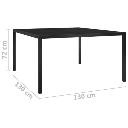 Tavolo da Giardino 130x130x72 cm Nero in Acciaio e Vetro