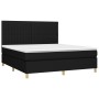 Letto a Molle con Materasso e LED Nero 180x200cm in Tessuto