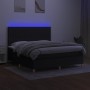 Letto a Molle con Materasso e LED Nero 180x200cm in Tessuto