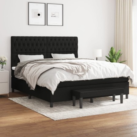 Giroletto a Molle con Materasso Nero 180x200 cm in Tessuto