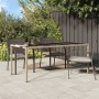 Tavolo Giardino Beige 190x90x75 cm Vetro Temperato Polyrattan