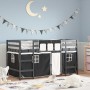 Letto a Soppalco con Tende Bambini Bianco e Nero 90x200 cm Pino