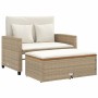 Divano Giardino con Cuscini 2 Posti Beige Polyrattan e Acacia