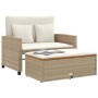 Divano Giardino con Cuscini 2 Posti Beige Polyrattan e Acacia