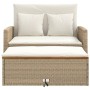 Divano Giardino con Cuscini 2 Posti Beige Polyrattan e Acacia