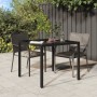 Tavolo Giardino 90x90x75 cm Vetro Temperato e Polyrattan Nero