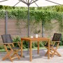 Sedie da Giardino 2 pz Nere Legno Massello Acacia e Polyrattan