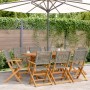 Sedie Giardino Pieghevoli 8pz Grigie Polyrattan Legno Massello