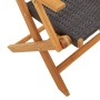 Sedie Giardino Pieghevoli 4 pz Nere Polyrattan e Legno Massello