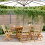 Sedie Giardino Pieghevoli 6pz Beige Polyrattan e Legno Massello