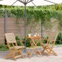 Set da Bistrot 3 pz Beige in Polyrattan e Legno Massello