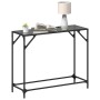 Tavolino Consolle con Piano in Vetro Nero 98x35x81cm in Acciaio