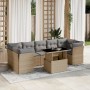 Set Divano da Giardino 8 pz con Cuscini Beige in Polyrattan