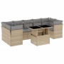 Set Divano da Giardino 8 pz con Cuscini Beige in Polyrattan