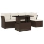 Set Divano da Giardino 6 pz con Cuscini Marrone in Polyrattan