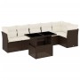 Set Divani da Giardino 7 pz con Cuscini Marrone in Polyrattan