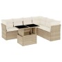 Set Divani da Giardino 7 pz con Cuscini Beige in Polyrattan