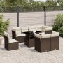 Set Divani da Giardino 9pz con Cuscini Marrone in Polyrattan