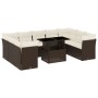 Set Divani da Giardino 10pz con Cuscini in Polyrattan Marrone