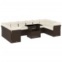 Set Divani da Giardino 11 pz con Cuscini Polyrattan Marrone