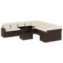 Set Divani da Giardino 11 pz con Cuscini Polyrattan Marrone