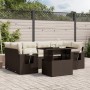 Set Divani da Giardino 7 pz con Cuscini Marrone in Polyrattan