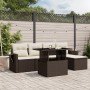 Set Divano da Giardino 6 pz con Cuscini Marrone in Polyrattan