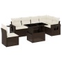 Set Divani da Giardino 7 pz con Cuscini Marrone in Polyrattan