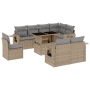 Set Divano da Giardino 9 pz con Cuscini Beige in Polyrattan