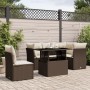 Set Divano da Giardino 6 pz con Cuscini Marrone in Polyrattan