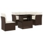 Set Divano da Giardino 6 pz con Cuscini Marrone in Polyrattan