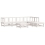 Set Salotto da Giardino 7 pz Bianco in Legno Massello di Pino