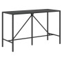 Tavolo da Bar con Piano in Vetro Nero 180x70x110 cm Polyrattan