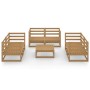 Set Divani da Giardino 7 pz Miele in Legno Massello di Pino