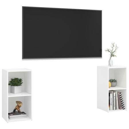 Mobili Porta TV 2 pz Bianco 72x35x36,5 cm in Legno Multistrato